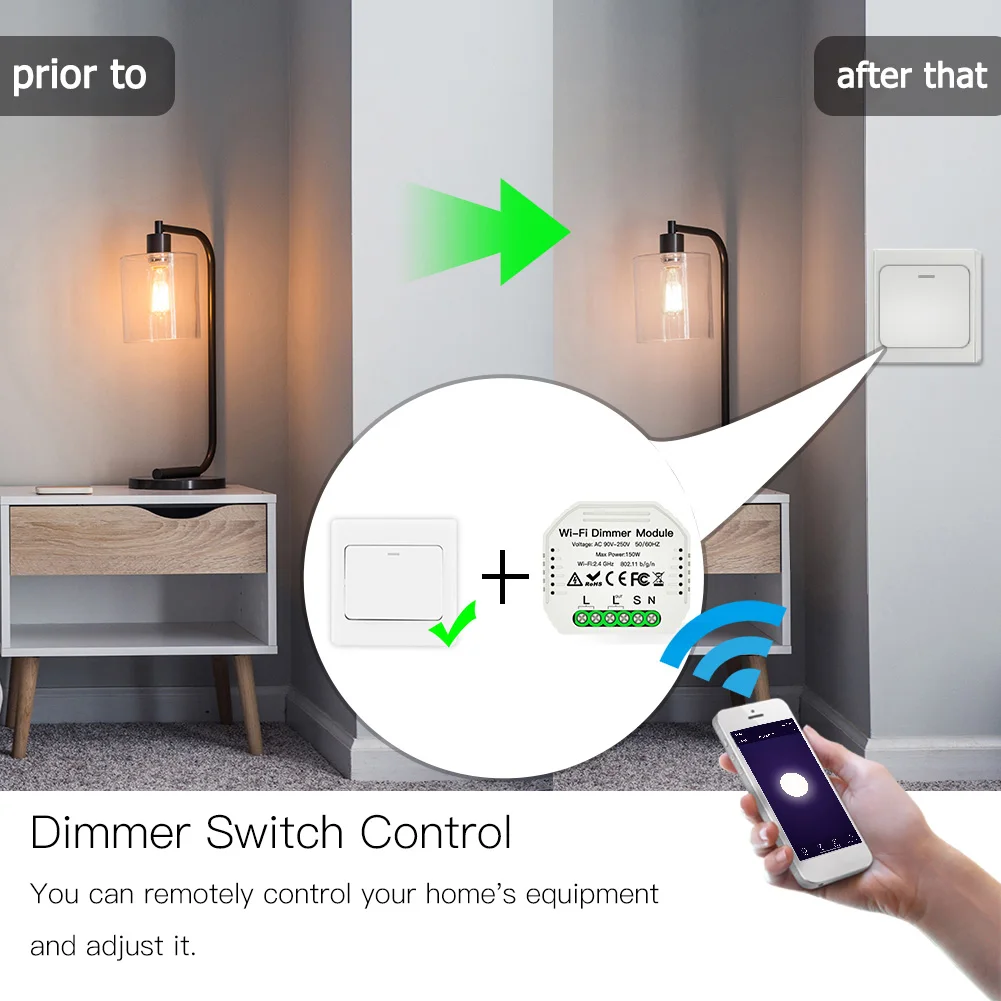 

1 Gang Mini DIY LED WiFi умный релейный модуль дистанционного управления 1 Way Smart Light Dimmable Switch