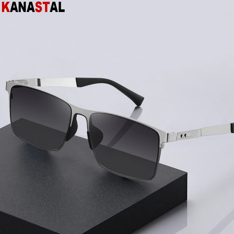 

New Men Polarized Sunglasses UV400 Metal HD Lens Sun Glasses Square Eyeglasses Frame Driving Travel Fishing Male Visor Eyewear