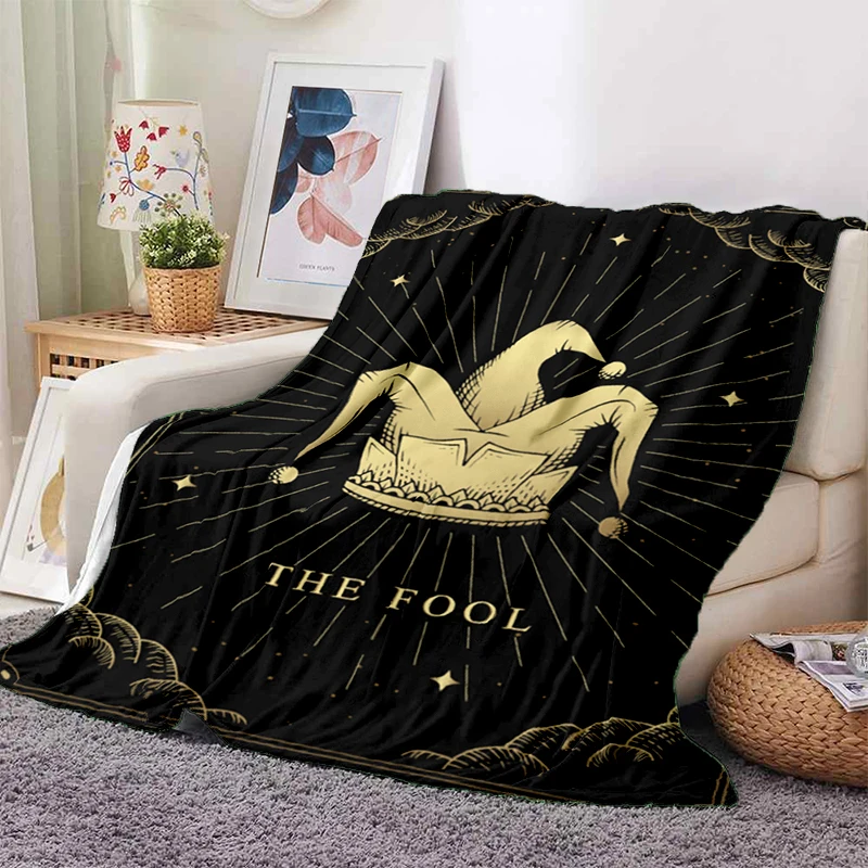 

Scale of Justice Magic Astrology Esoteric Gold Warmth Soft Plush Sofa Bed Throwing Picnic Blanket Modern Flange Blanket Cover