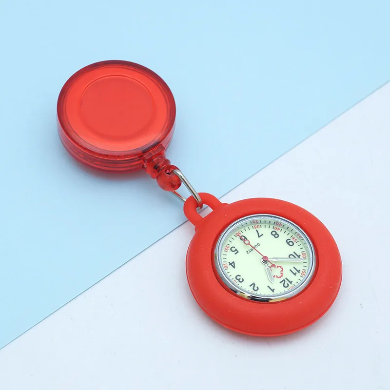 Luminous Nurse Watch Female Student Examination Hanging Doctor Pocket Watch Easy Pull Buckle Silicone Chest Watch Wholesale Gift