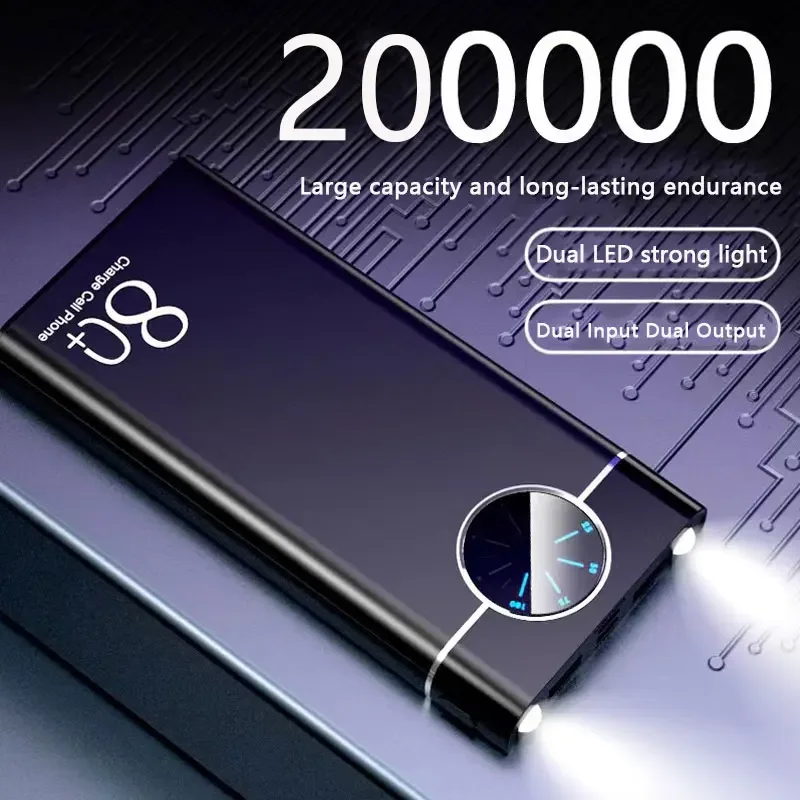 

Портативное зарядное устройство 200000 мАч, супербыстрая зарядка, портативное зарядное устройство с цифровым дисплеем, внешний аккумулятор для iPhone, Xiaomi, Samsung