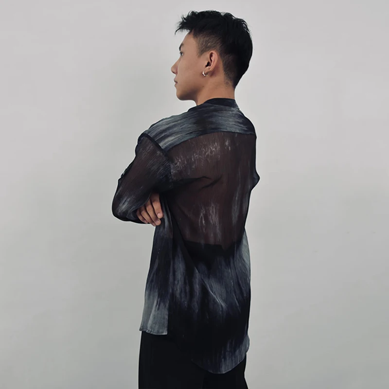 Мужская одежда для латиноамериканских танцев Rave рубашка с длинным рукавом и