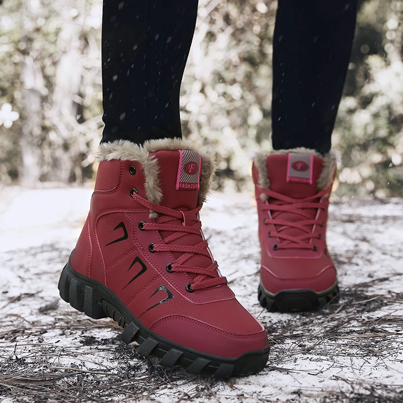 Super Warm Man Hiking Shoes Waterproof Winter Sneakers For Men Leather Hunting Tourism Mountain Shoes Lace Up Men's Winter Boots