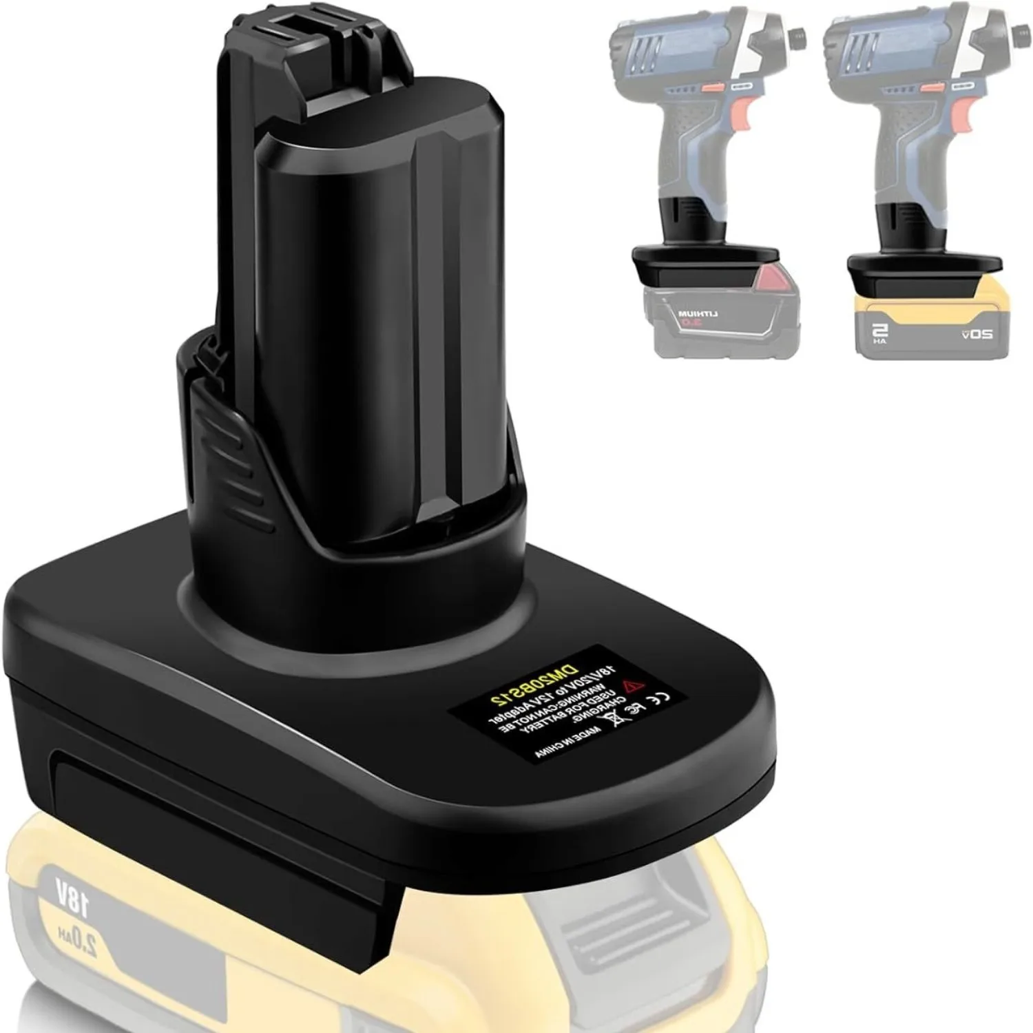 Фото Конвертер DM20BS12 для инструментов Dewalt 20V в Bosch 12V, адаптер для аккумуляторов Milwaukee 18V в Bosch 12V GBA для электроинструментов. №3