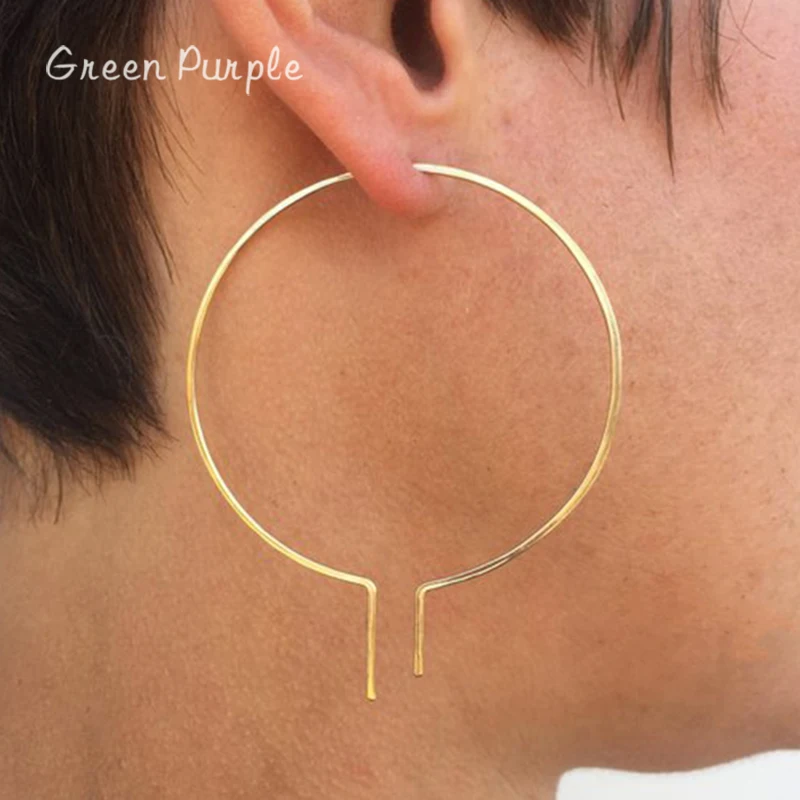 

14K Gold Filled Big Circle Simple Party Earrings s925 Silver Jewelry Boho Orecchini Pendientes Hoop Earrings For Women Brincos