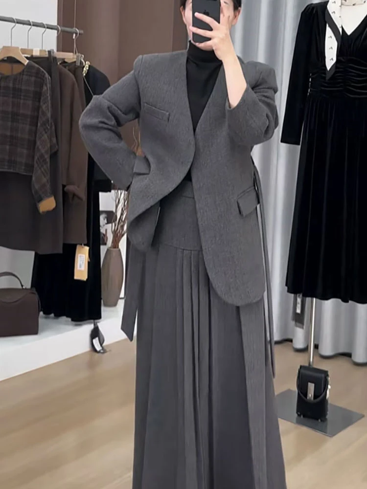 BZVW офисный женский шерстяной комплект из двух предметов пиджак с v-образным