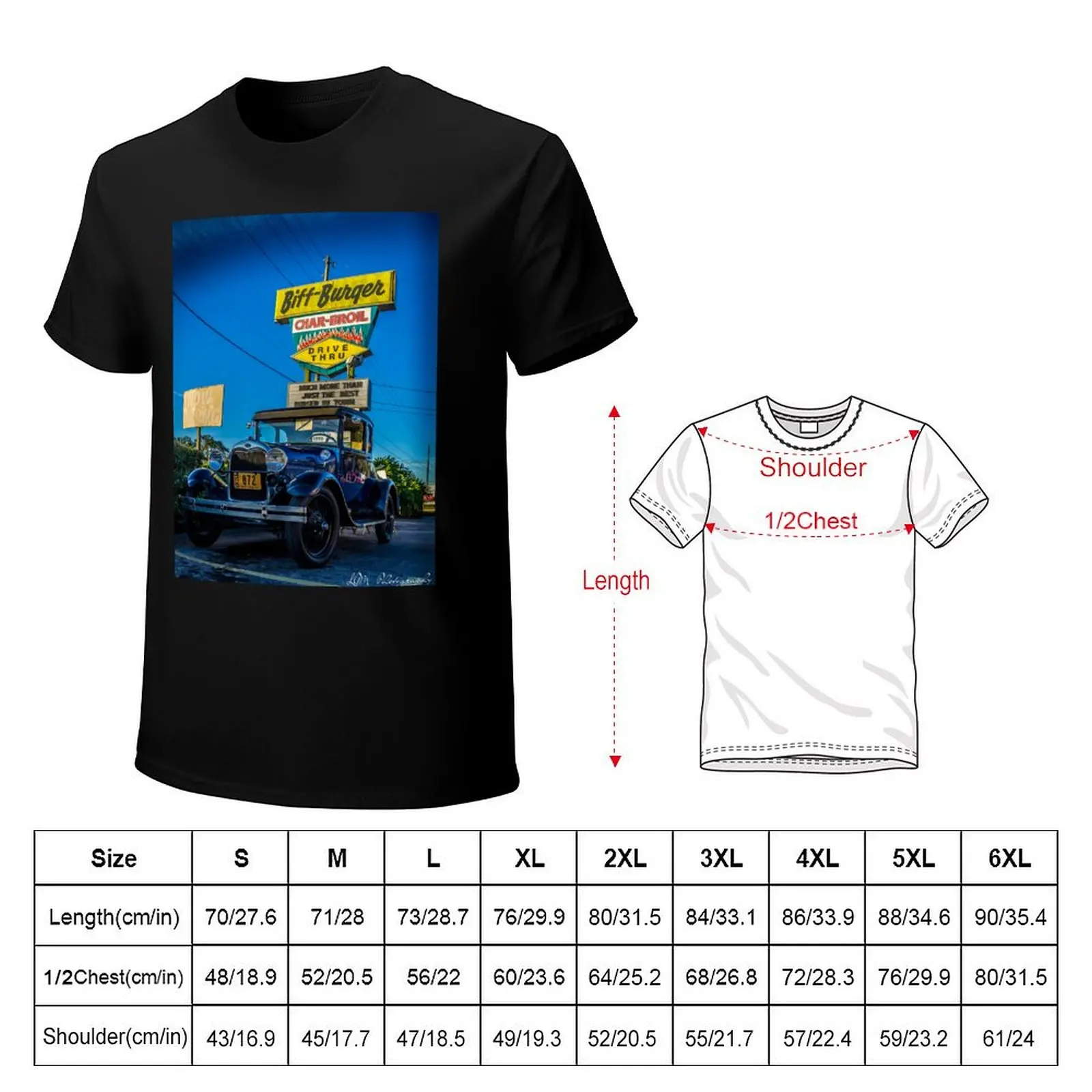 Фото Футболка Biff Burger Car Show, базовая повседневная одежда, топ с коротким рукавом №2