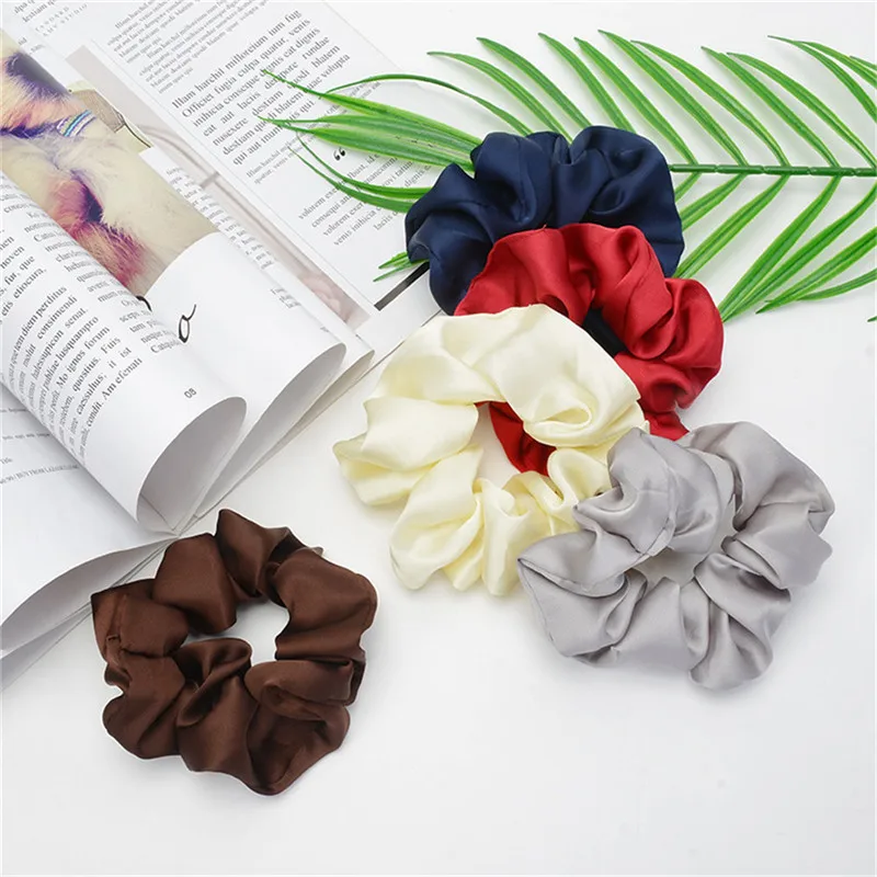 

1 Pcs Satin Solid Color Hair Ties Scrunchie Elastic Hair Bands Women Luxury Soft Hair Accessories Ponytail Holder Hair Rope