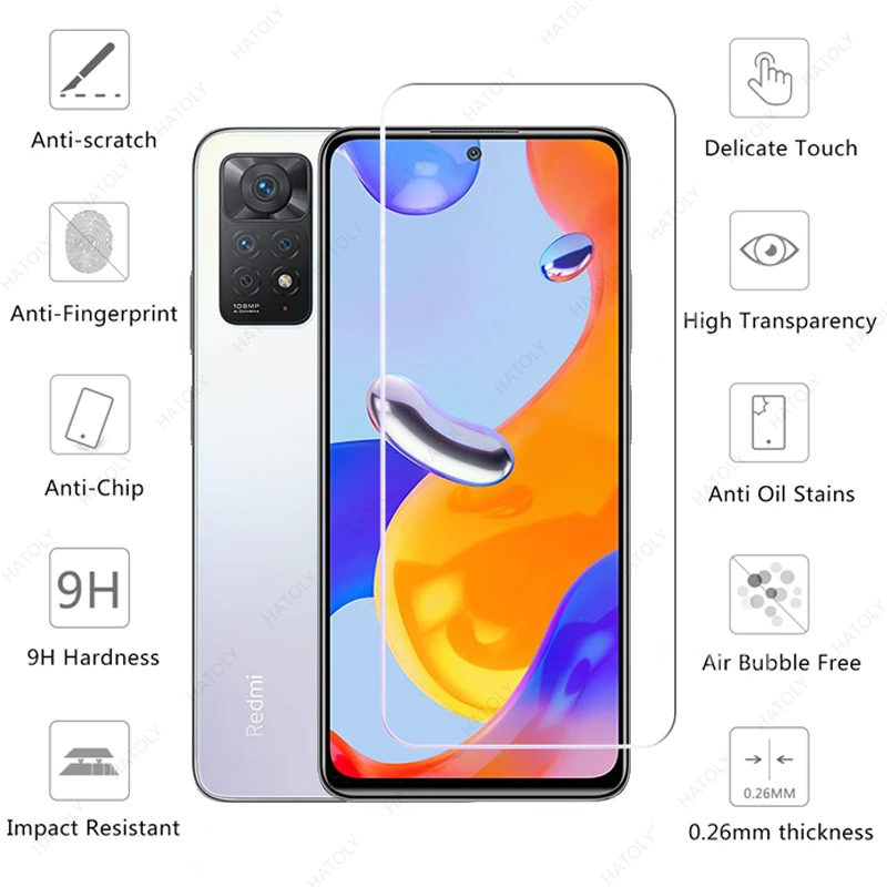 Фото Закаленное стекло для Xiaomi Redmi Note 11 Pro 10 10S 9s 9T 8 №2