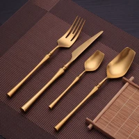 5pcs stainless steel cutlery set gold dinnerware set matte tableware knife fork spoon flatware set kitchen utensils dropshipping