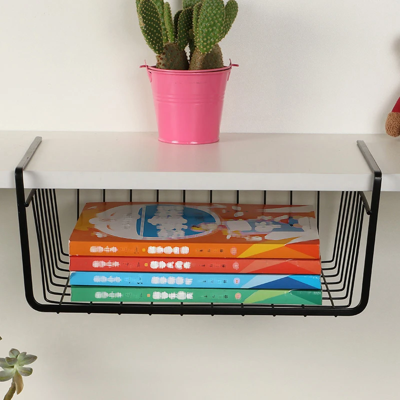 

1pcs Iron Storage Bin Under Shelf Wire Rack Cabinet Basket Kitchen Organizer