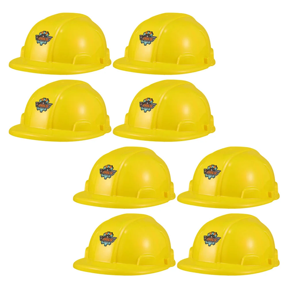 8Pcs Kids Construction Hat Funny Party Hats Yellow Construction Plastic Childrens Hard Hat Building Dress Up Hat