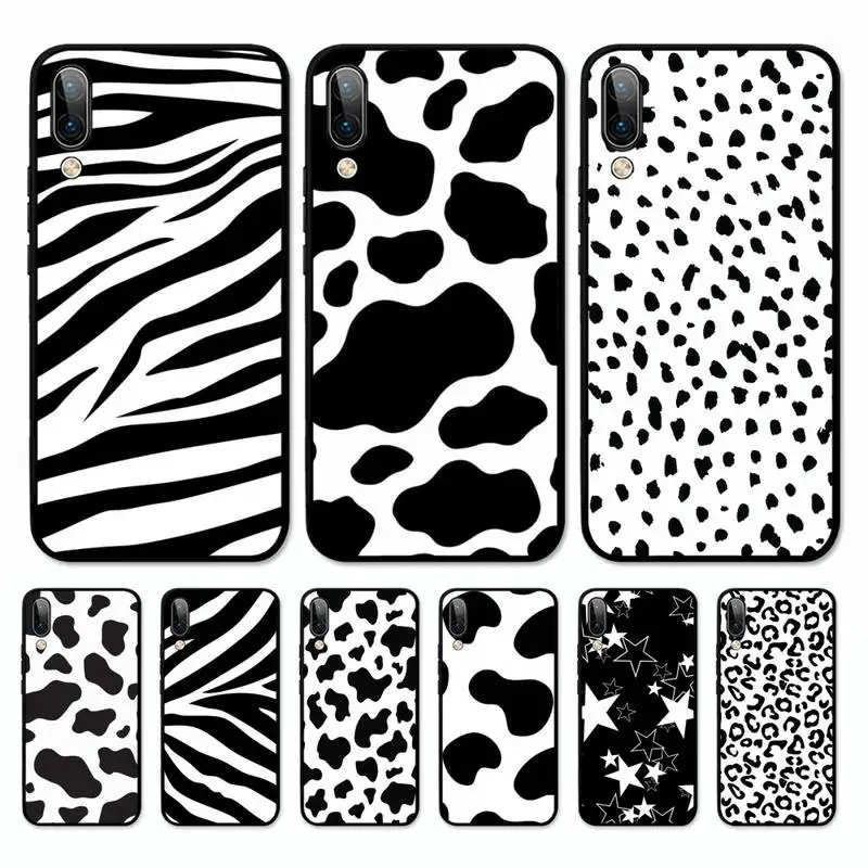 

Black and white Dalmatian Cow zebra texture Phone Case for Vivo Y91C Y11 17 19 17 67 81 Oppo A9 2020 Realme c3