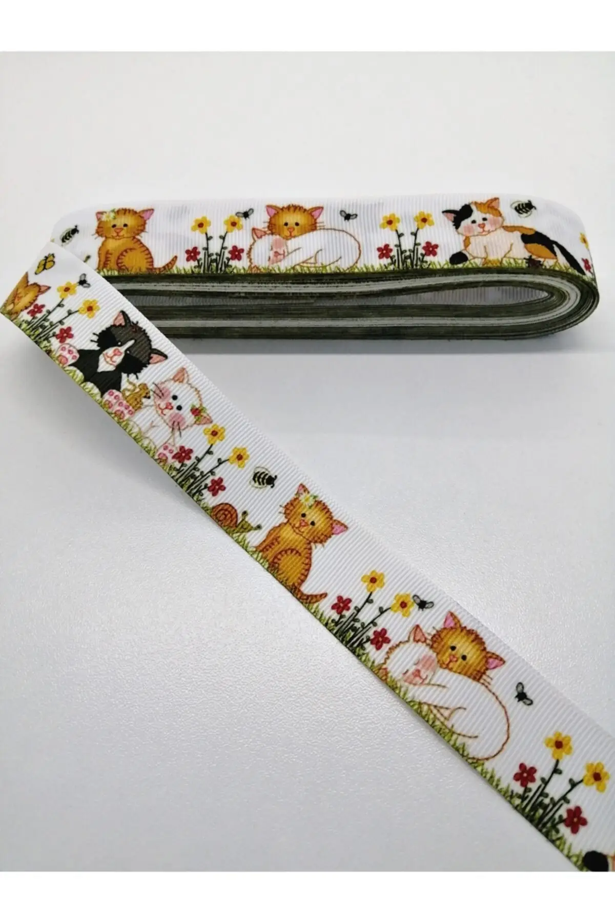 

White cat patterned grosgrain ribbon 2,5 Cm 3 meters hobby supplies & entertainment life
