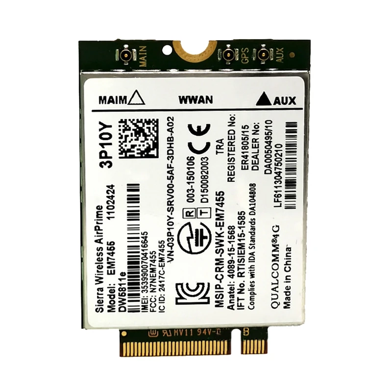 

EM7455 DW5811E 3P10Y 4G LTE Module LTE-Advanced Cat-6 300Mbps for Dell E7470 E7270 E7370 E5570 E5470 4G Module