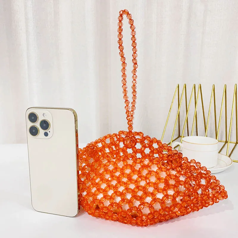 Acrylic Beaded Candy Color Woven Handbag Fashion Dumplings Vegetable Basket Women's Bag