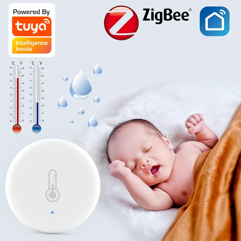 

4pcs Tuya Smart ZigBee 3.0 Smart Temperature And Humidity Sensor Battery Powered Security With Tuya Smart Life App Alexa