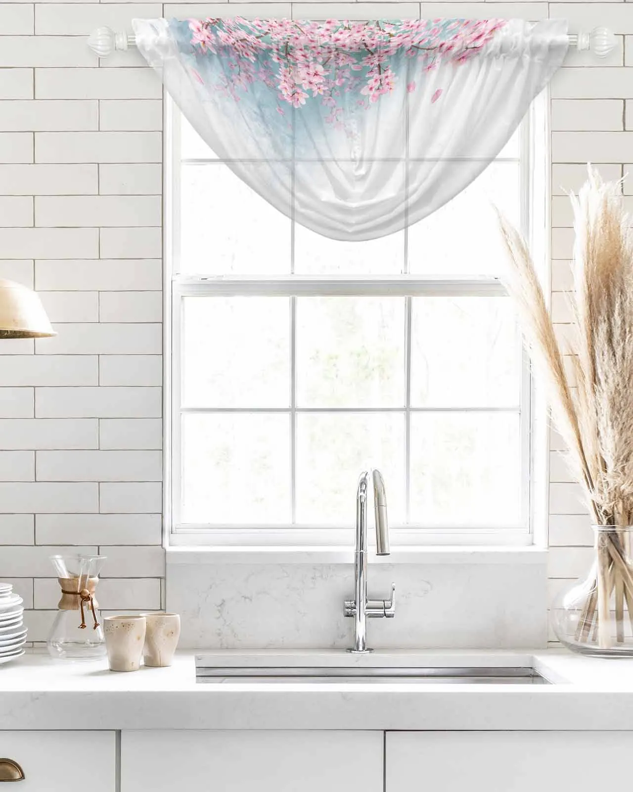 Персиковый цвет акварельный цветок Нестандартная фотография для гостиной Тюль