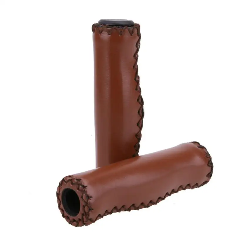 

Leather Bicycle Handlebar Grips Vintage Style MTB Mountain Bike Handlebar Cover Hand Stitched Bicycle Handles Bicycle Parts