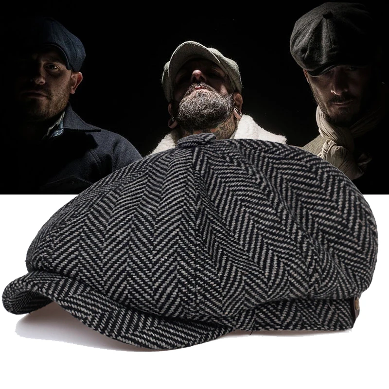 

2022 new autumn and winter warm woolen octagonal hat large size newsboy hat beret