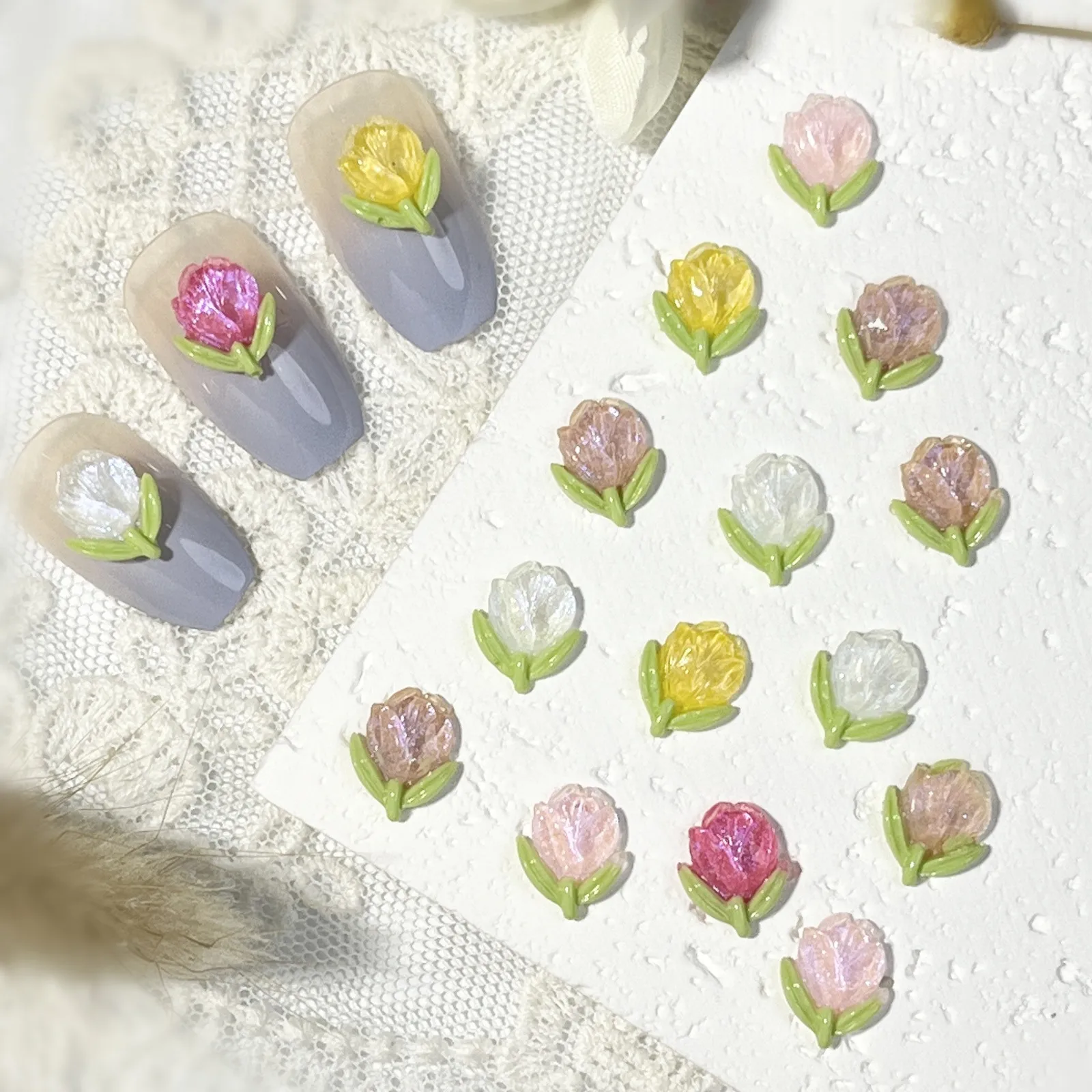 20 шт. подвески для ногтей с рисунком мини-тюльпана изготовления своими руками