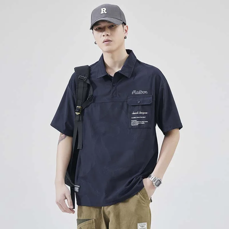 Men's Polo Golf Malbon Wear T Shirt Summer Loose Versatile Men Lapel Casual Fashion Top 2023