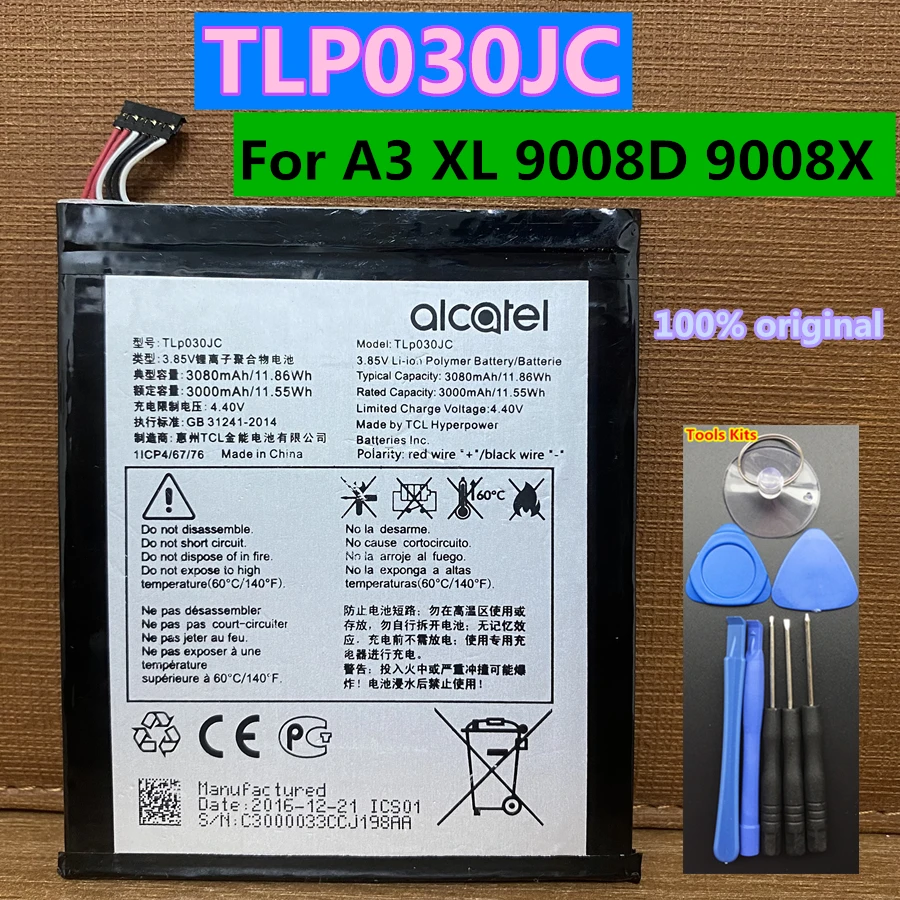 

Оригинальный аккумулятор 3080 мАч TLP030JC для сотового телефона Alcatel One Touch A3 XL 9008D 9008X CAC3000034CC