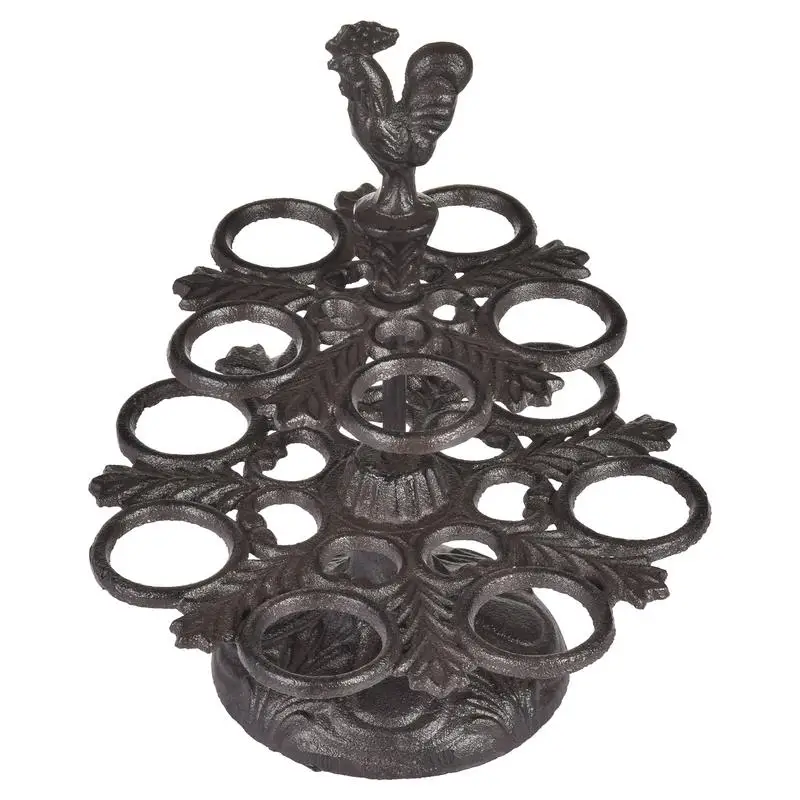 

Iron Eggs Holder Metal Basket Egg Skelter Dispenser Rack 2 Tier Freestanding Display Stand Retro Dark Brown Color Vintage