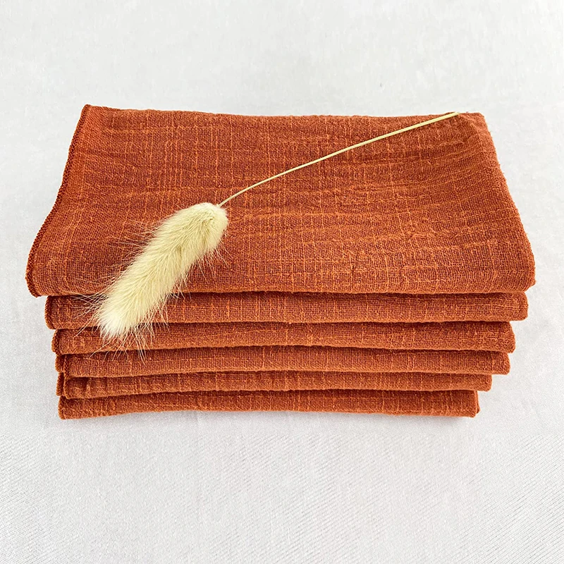 

6PC RUST Exquisite Locking Cotton Napkin 42X42cm Natural Soft Wedding Celebration Festival Party Family Daily Table Decoration