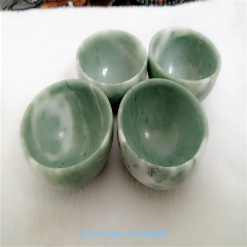 

4Pcs Exquisite Natural Green Jade Tea Sets Hand grinding Delicate cups