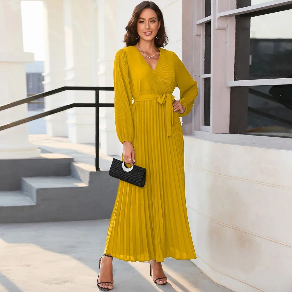

Ramadan Eid Mubarak Spring Yellow Abaya Dubai Turkey Islam Muslim Modest Dress Abayas For Women Robe Arabe Femme Vestido Longo