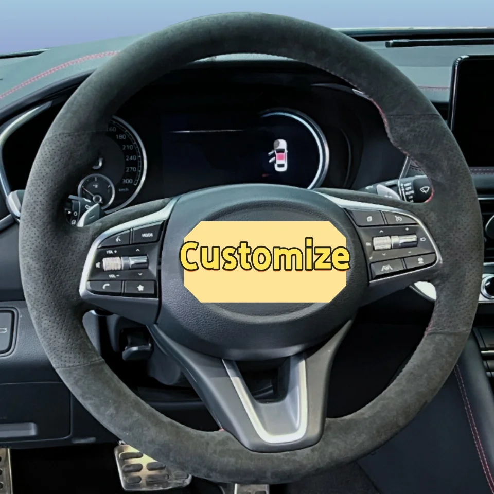 

Индивидуальный чехол на руль из замши для Genesis G70 IK 2018 2019 2020 2021 2022