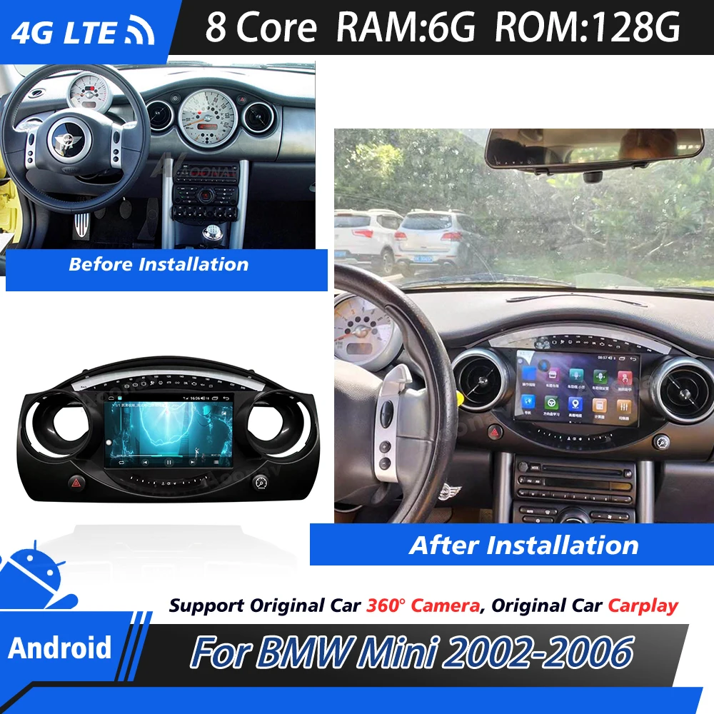 

Android System Auto radio 2 Din For BMW Mini 2002-2006 GPS Screen Navigation Video Player Recoder Head Unit MP3 Player