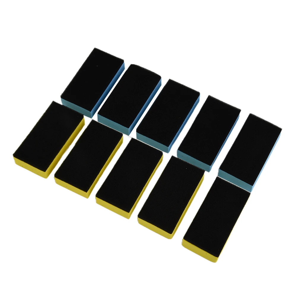

10pcs Car Wax Polishing Foam Sponge Pad Yellow Blue Cleaning Tool Universal Water Suction Sponge Pad Tools Car Wash Accessories