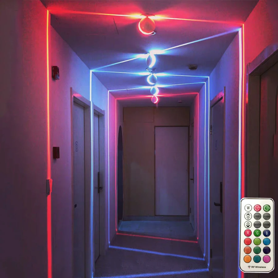 

12W LED Window Sill Light Colorful RGB Remote Corridor Light 360 Degree Ray Door Frame Line Wall Lamp For Hotel Aisle Bar KTV