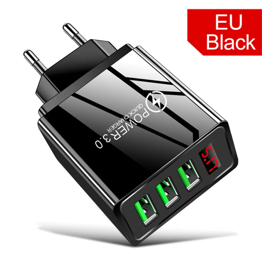 

LED Display EU US Plug 3.1A Smart 3 USB Fast Charger Mobile Power Adapter For Iphone 12 13 Samsung htc Xiaomi Wall Charger
