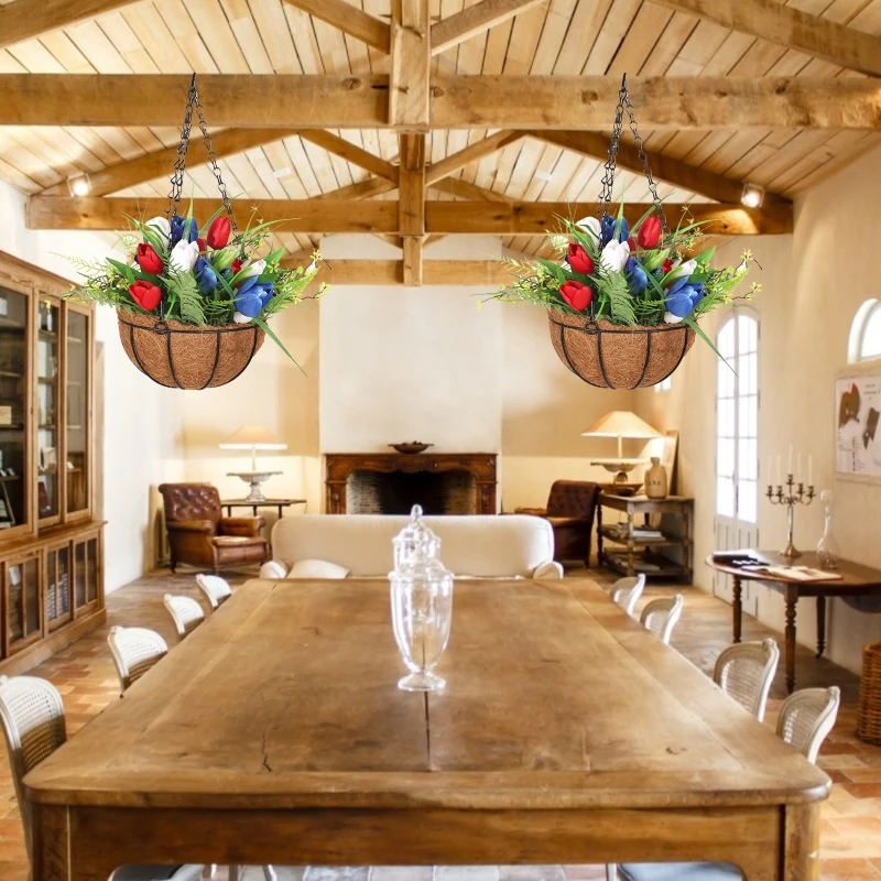 Металлическая подвесная корзина для цветов в виде тюльпана |