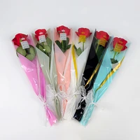 50pcslot clear single rose packaging bag flower wrapping plastic bag party decor rose boxes cases for valentines day new year