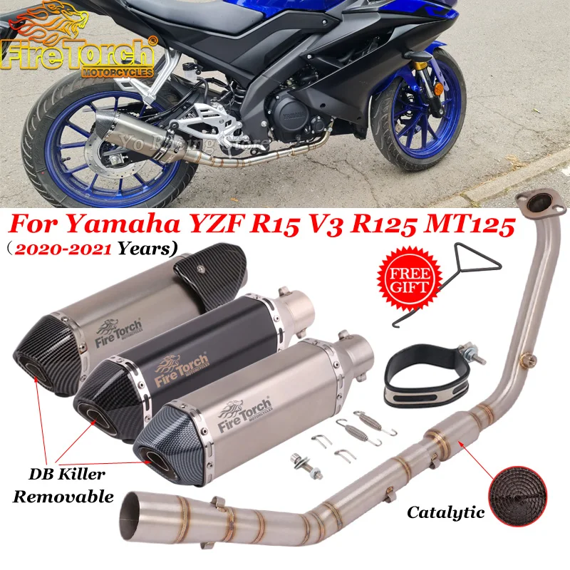 

For Yamaha YZF R15 V3 R125 MT125 Mt 125 2020-2021 Escape Motorcycle Full System Exhaust Modify Front Link Pipe Muffler DB Killer