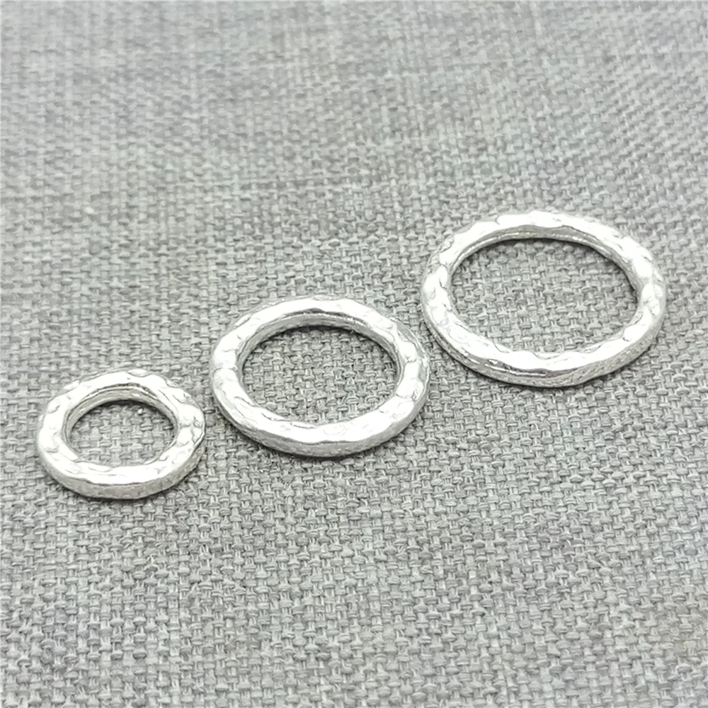 8pcs of 925 Sterling Silver Circle Jump Rings w/ Hammered Style for Necklace Bracelet 8mm 11mm 13mm