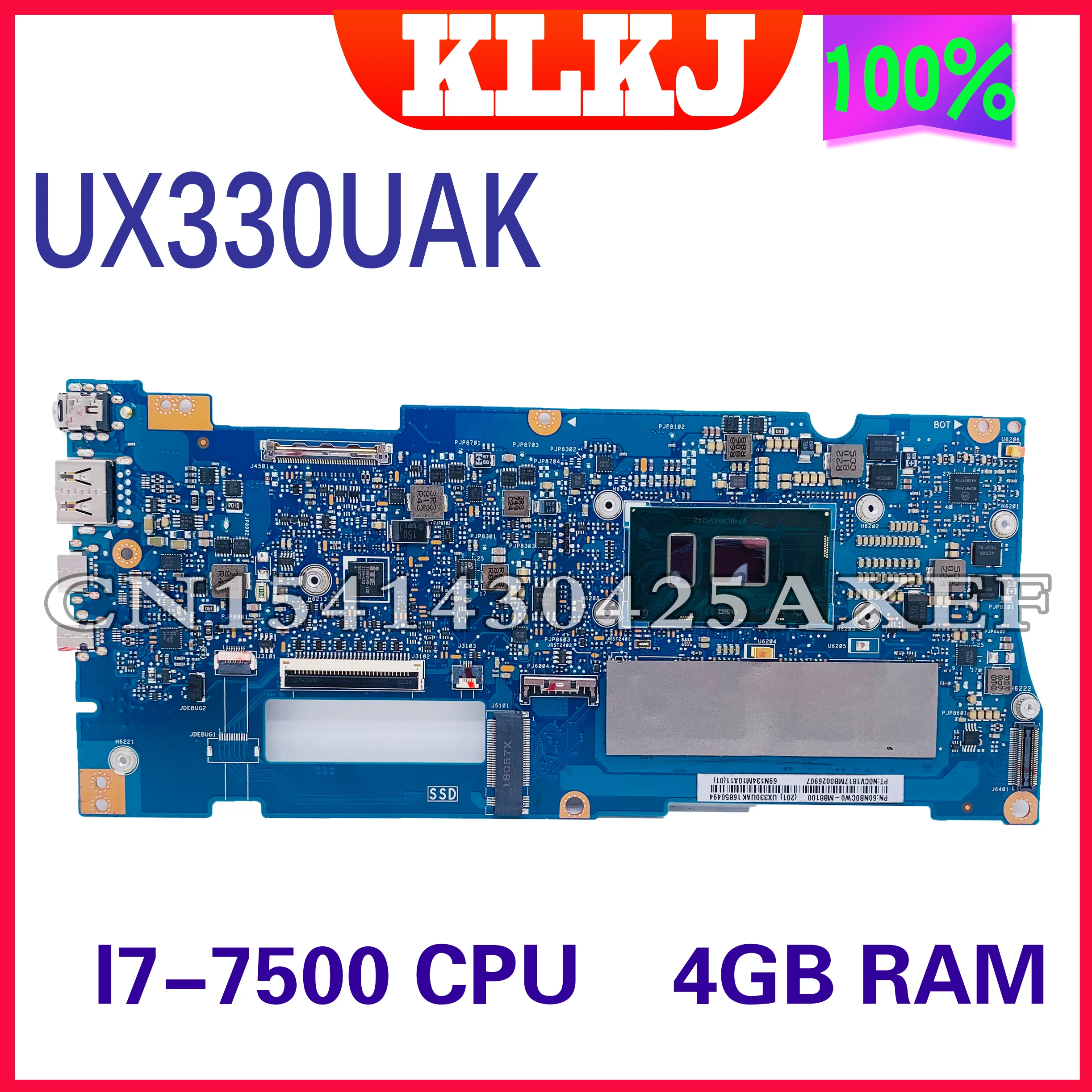 

Dinzi UX330UA Laptop Motherboard For ASUS ZenBook UX330UAK UX330U U3000UA U3000U Original Mainboard 4G-RAM i7-7500U 100% Test