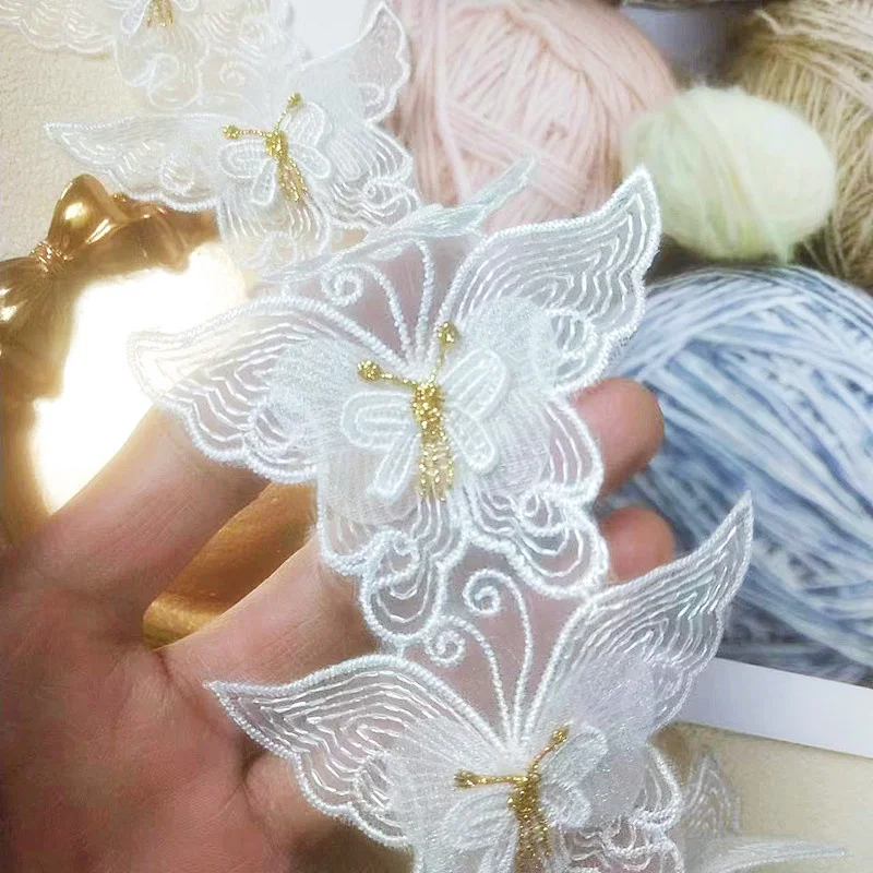 

Beautiful Organza Embroidery 3D Gold Thread Butterfly Patch DIY Hat Shoes Shoulder Pack Bow Tie Handicraft Toys Sewing Material