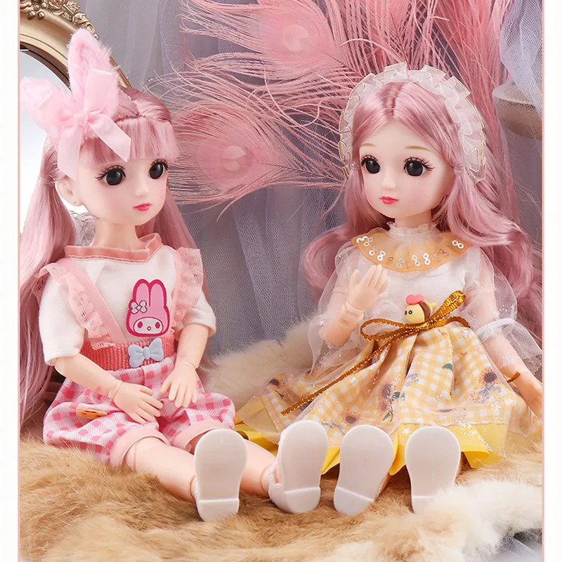 30cm Lolly Doll 6 Points BJD Doll 23 Movable Joints 3D Real Eyes Girl Simulation Princess Toy DIY Dressing Birthday Gift