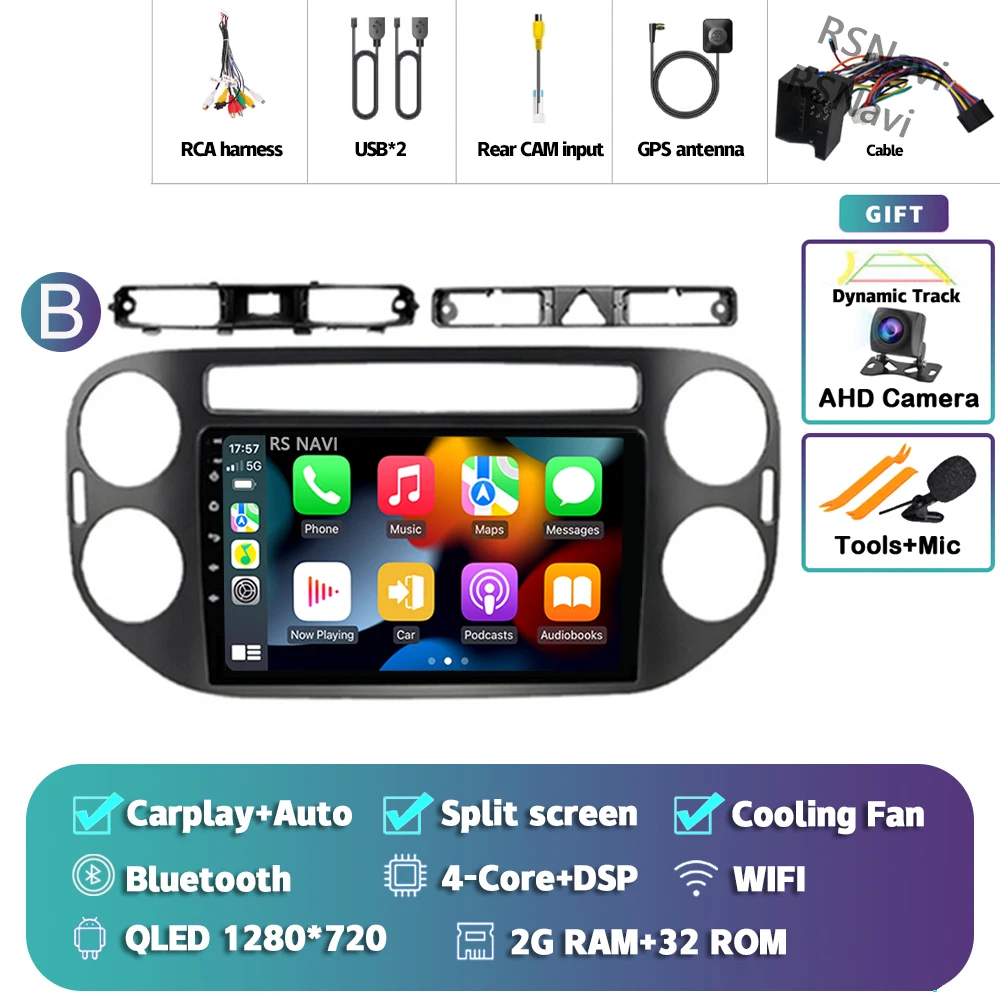 

Android 15 Carplay Автомобильный радиоприемник GPS для VW Volkswagen Tiguan 1 NF 2006-2016 Мультимедийный плеер 2K Экран Стерео 2 Din Головное устройство BT