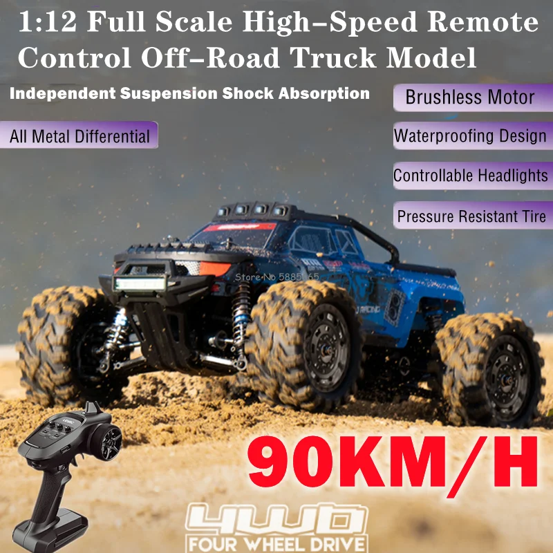 

Professional 4WD Brushless Off-Road RC Racing Truck 90KM/H Hydraulic Shock Absorber Waterproof ESP LED Light Radio Control Truck