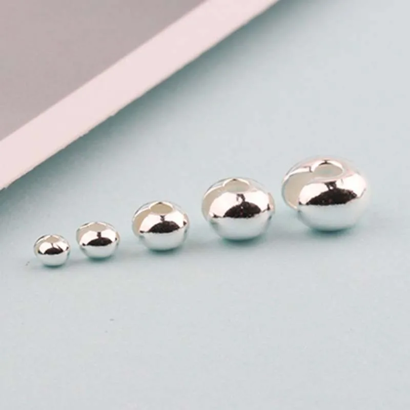 Подлинная реальная твердая зеркальная Серебряная шапочка для бусин s