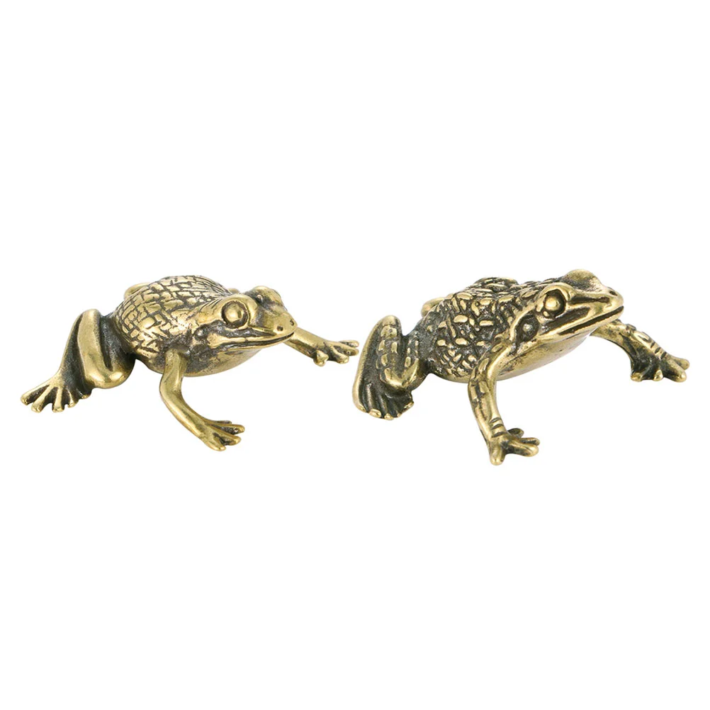 

Frog Statue Brass Toad Frogs Sculpture Figurine Shui Feng Statues Wealth Chinese Money Animal Decor Retro Mini Lucky Home