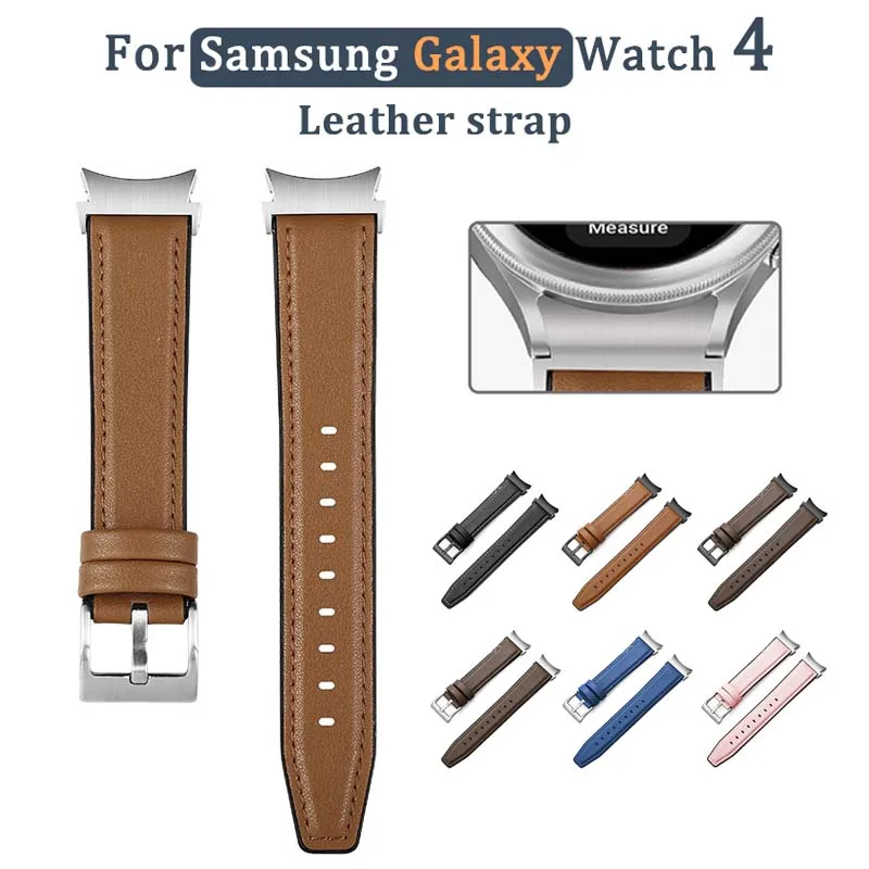 

Ремешок из натуральной кожи для Samsung Galaxy Watch 4 44/40 мм, классический браслет из воловьей кожи в стиле ретро для наручных часов 4, 42/46 мм