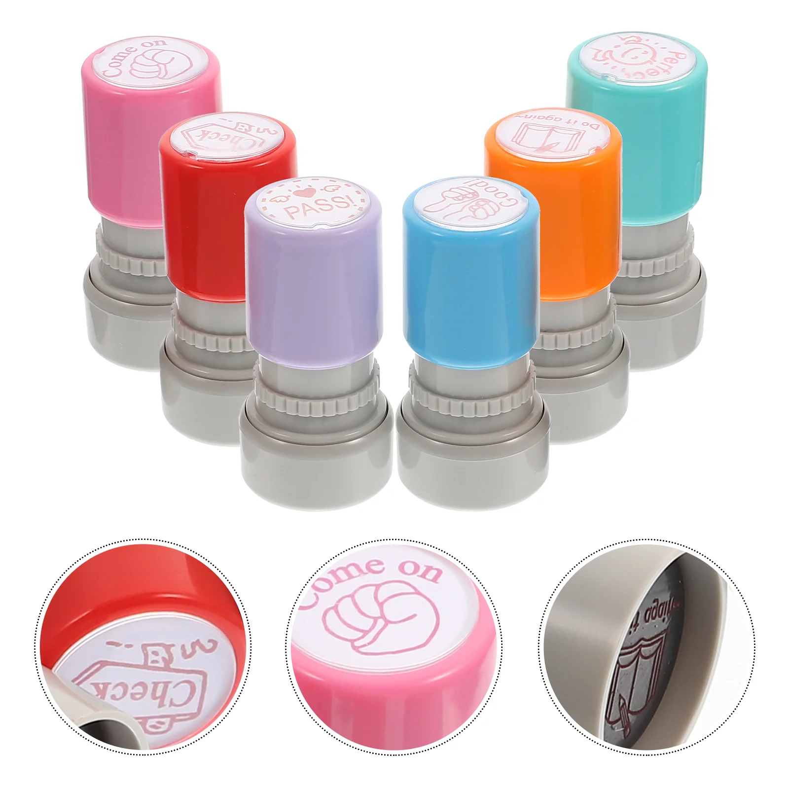 

6 Pcs Children's Cartoon Chapter Convenient Small Stamps Kids Crafts Educational Stampers Teacher Portable English Comments