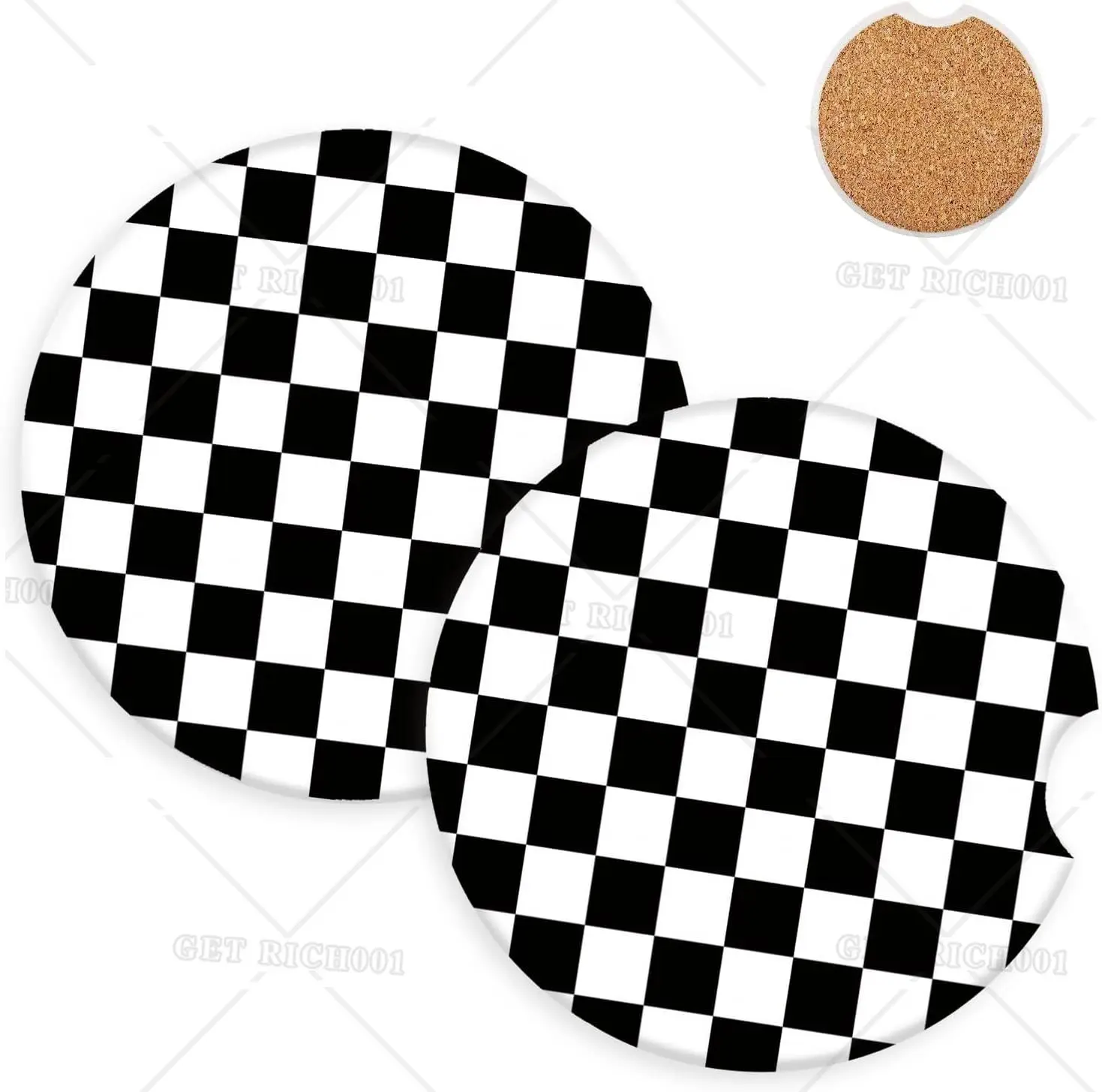 Клетчатые автомобильные подставки для напитков абсорбирующие с пробкой милые